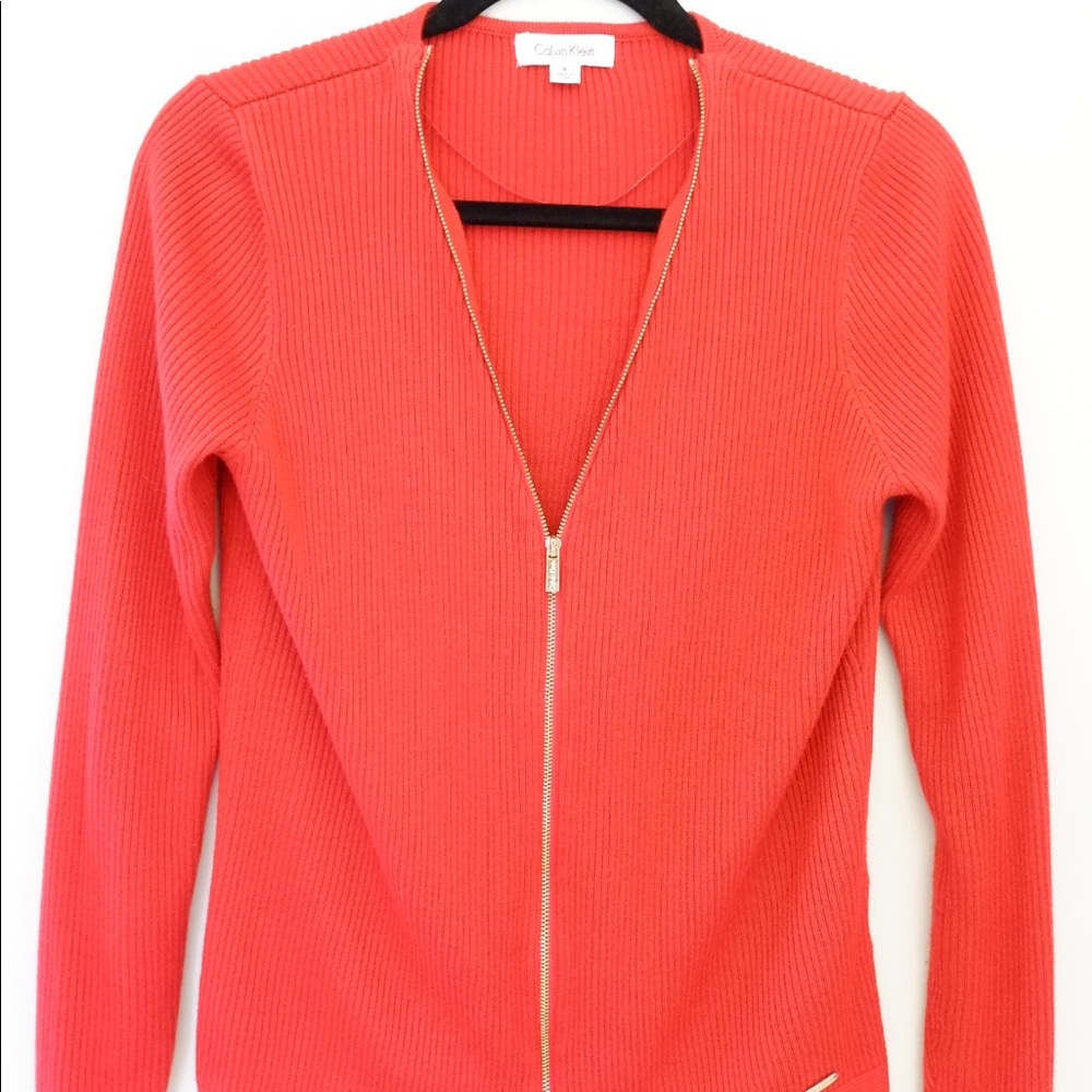 ❌SOLD❌ Calvin Klein Ribbed Full Zip Up Cardigan - Picture 3 of 8